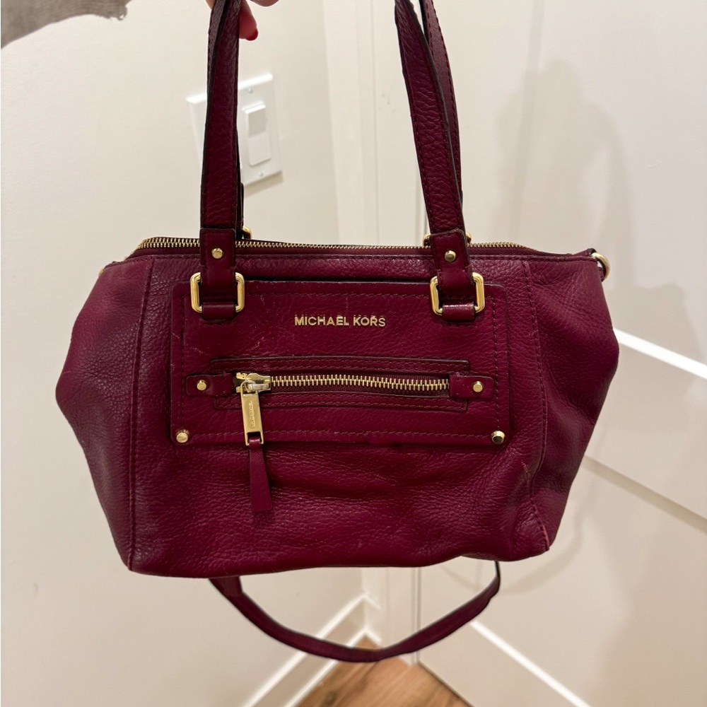Michael Kors Red Satchel with Gold Accents